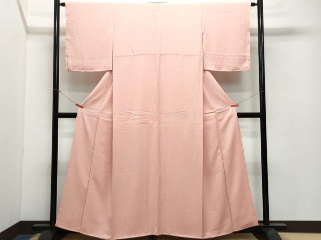 平和屋着物●上質な色無地　作家物　京草木染　珊瑚色　正絹　逸品　CAAW3916vf 平和屋着物○上質な色無地 作家物 京草木染 珊瑚色 正絹 逸品