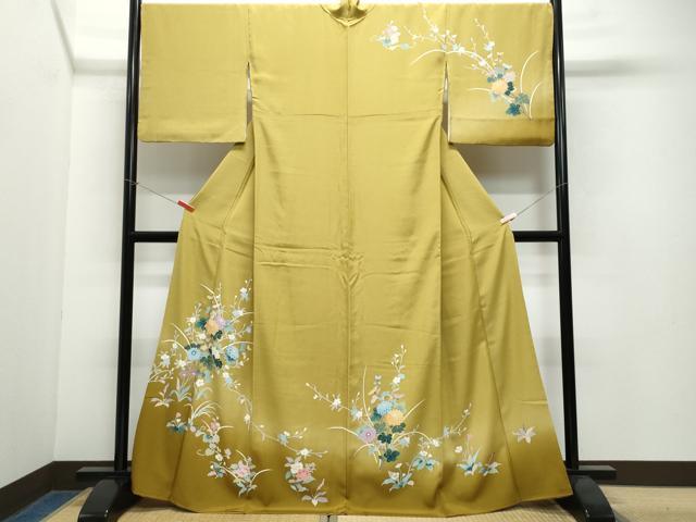 平和屋着物●訪問着　友禅　草花文　暈し染め　正絹　逸品　CAAW3923vf