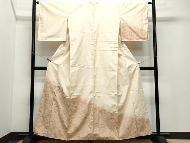 平和屋着物●訪問着　紬地　刺繍　枝花文　金彩　正絹　逸品　CAAW3924vf