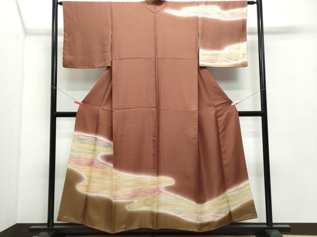 平和屋着物●訪問着　霞文　暈し染め　正絹　逸品　CAAW3928vf