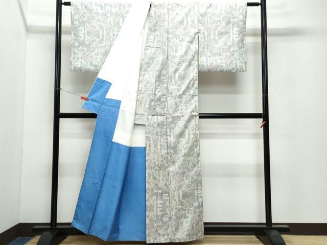 平和屋着物○本場大島紬 白大島 7マルキ 唐草文 正絹 逸品 CAAW3942vf 平和