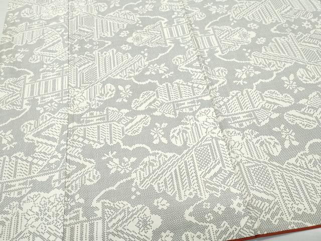 平和屋着物○本場大島紬 7マルキ 地紙花唐草文 正絹 逸品 CAAV6664vf