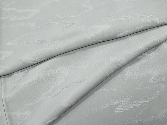 平和屋着物●上質な色無地　雲取り地紋　源氏鼠色　正絹　逸品　CAAW3948vf