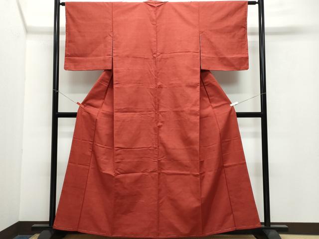 平和屋着物●上質な紬　色無地　紅海老茶色　正絹　逸品　未使用　CAAW3953vf 平和屋着物○上質な紬 色無地 紅海老茶色 正絹 逸品 未使用