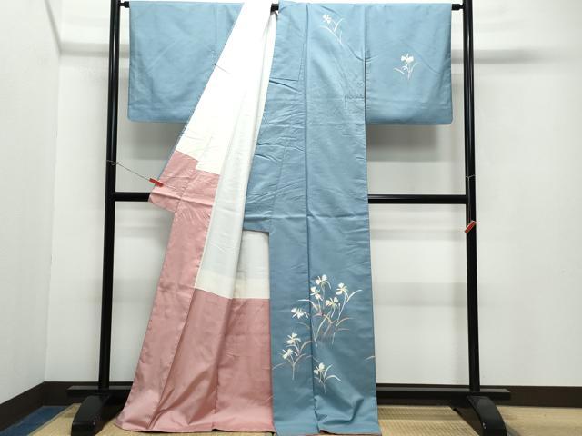 エマK0897 美品 逸品 単衣 京加賀友禅 作家物 正絹 白山紬 付下 平和屋着物○本加賀友禅作家 成竹登茂男 訪問着 白山紬