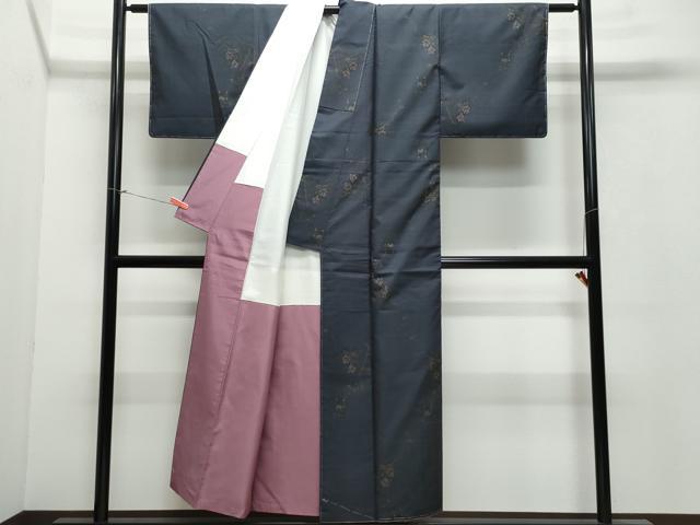 平和屋着物○本場大島紬 9マルキ 枝葉文 正絹 逸品 CAAY3055vf