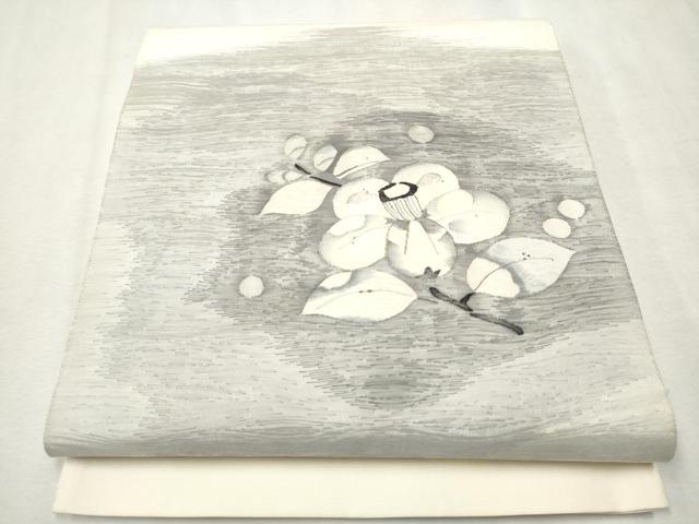 平和屋着物●太鼓柄袋帯　すくい織　枝椿　正絹　逸品　CAAW4437hy