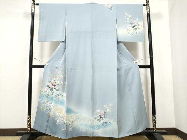 平和屋着物●訪問着　友禅　流水枝花文　暈し染め　そごう扱い　正絹　逸品　CAAW4466hy
