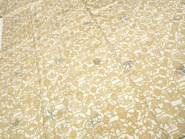 平和屋着物○本場大島紬 型染め 吉祥花蝶文 正絹 逸品 CAAW4467hy