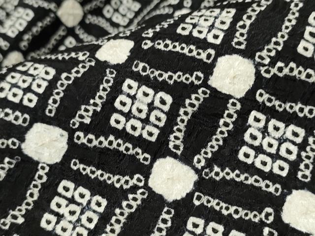 平和屋着物○訪問着 総絞り 吉祥文 黒地 正絹 逸品 CAAW4468hy