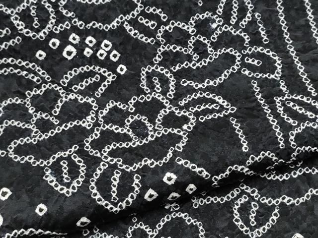 平和屋着物○訪問着 絞り 草花文 黒地 正絹 逸品 CAAW4471hy