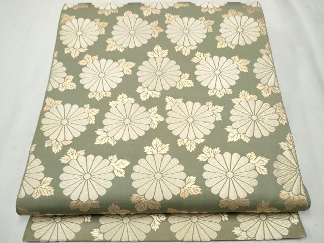 平和屋着物●六通柄袋帯　唐織　菊　金糸　正絹　逸品　CAAW4534hy