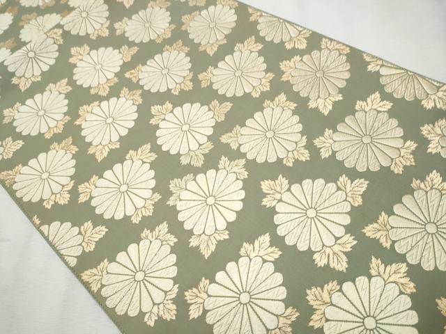 平和屋着物○六通柄袋帯 唐織 菊 金糸 正絹 逸品 CAAW4534hy