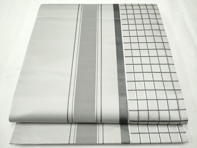 平和屋着物●京都の老舗呉服メーカー ODASHO　小田章　六通柄袋帯　格子柄　銀糸　正絹　逸品　CAAW4554hy