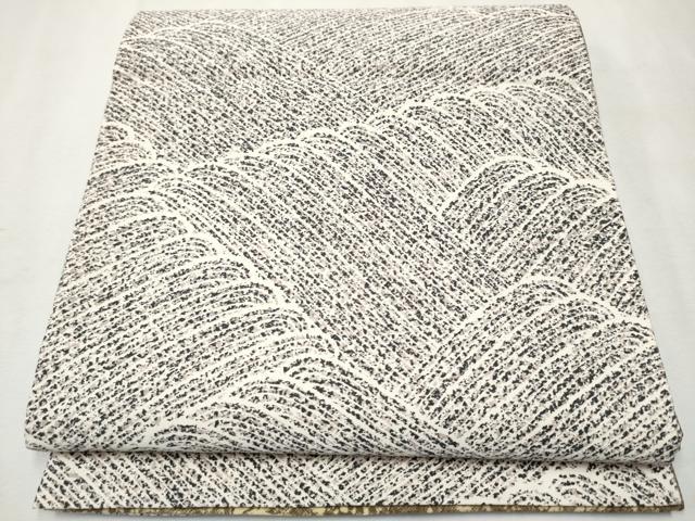 平和屋着物●本場染大島紬　両面　全通柄袋帯　立浪文　墨流し文様　正絹　逸品　CAAW4555hy 平和屋着物○本場染大島紬 両面 全通柄袋帯 立浪文 墨流し文様