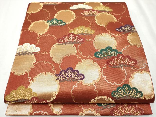 ■ ファッションデザイナー 花井幸子 袋帯 金糸 箔 六通 正絹 玉手箱 竹 桜 波 ■　