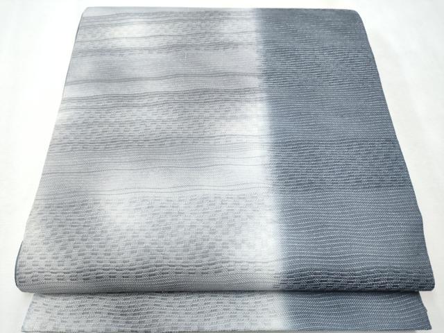 平和屋着物●両面　六通柄袋帯　よろけ縞　銀糸　やまと誂製　正絹　逸品　CAAW4571hy