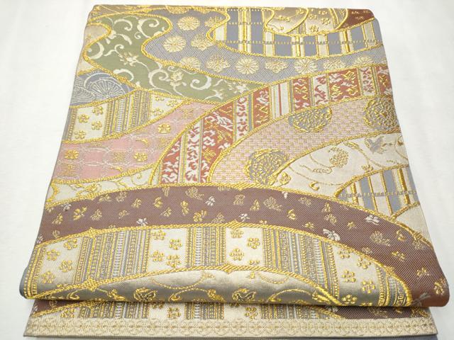 平和屋着物●皇室献上作家　北出与三郎　六通柄　本袋帯　名物曜変流水文様　金糸　正絹　逸品　CAAW4574hy