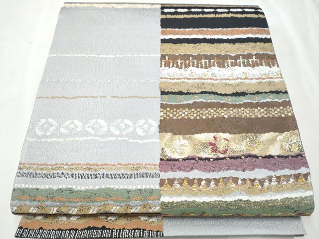 平和屋着物●両面　六通柄袋帯　吉祥文　金銀糸　正絹　逸品　未使用　CAAW4661hy