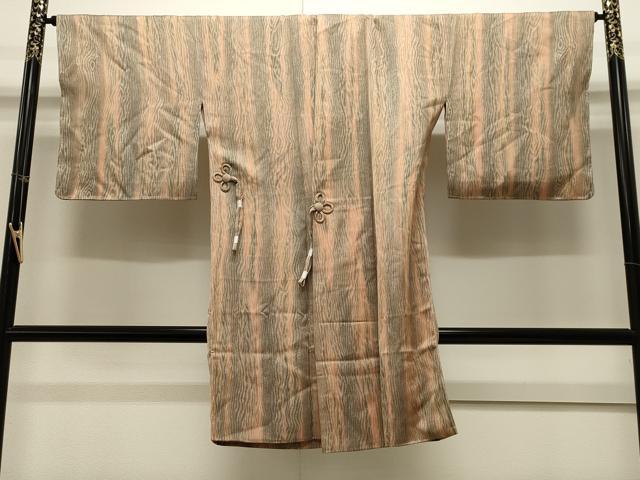 平和屋着物＃道行コート　杢目文　ロング丈　正絹　逸品　未使用　CAAW4855dy
