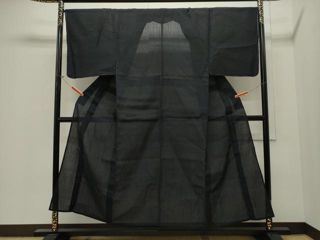 平和屋着物＊夏物 男性 小千谷ちぢみ 濃紺地 麻 逸品 未使用 CAAW4865dy