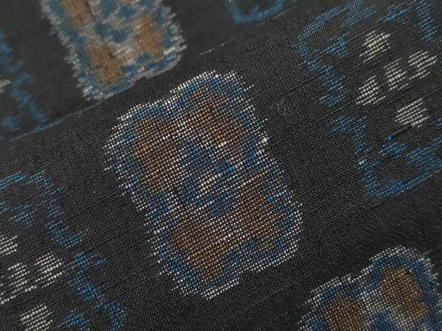 平和屋着物○上質な紬 吉祥文 黒地 正絹 逸品 未使用 CAAU1670yc