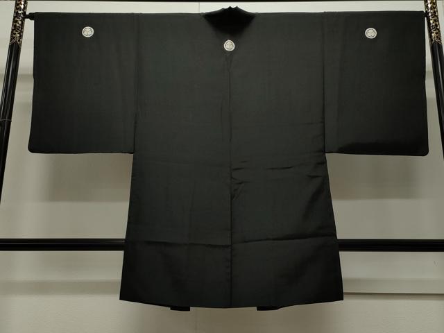 平和屋着物＃男性　黒紋付　長羽織　正絹　逸品　CAAW4994dy