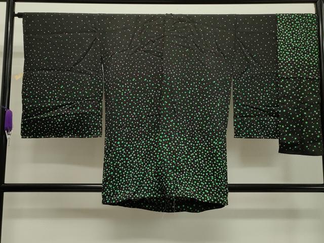 平和屋着物＃羽織　箔チラシ　黒地　衿付き　仮絵羽　正絹　逸品　CAAW5010dy