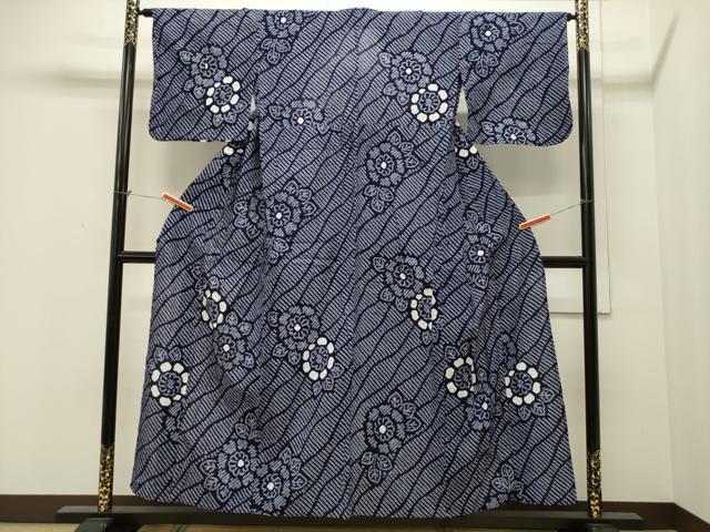 平和屋着物∴夏物　浴衣　有松鳴海絞り　草花文　綿　逸品　CAAW5025dy