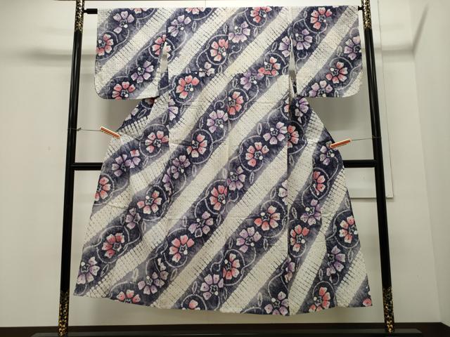 平和屋着物∴夏物　浴衣　有松鳴海絞り　花唐草文　綿　逸品　CAAW5038dy