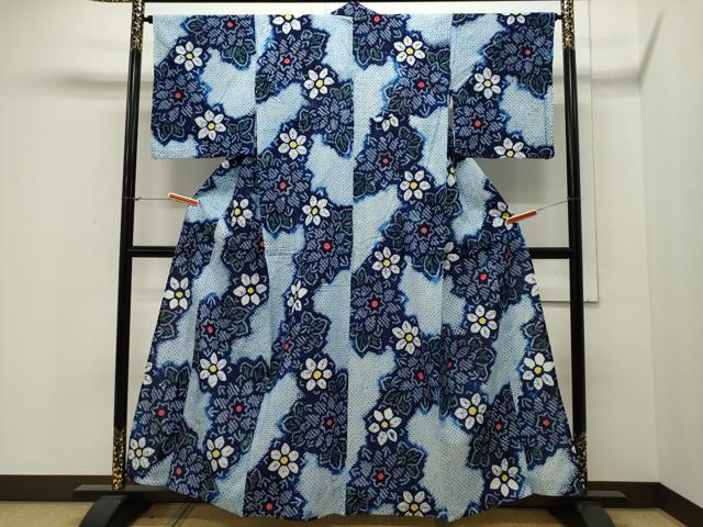 平和屋着物∴夏物　浴衣　有松鳴海絞り　草花文　綿　逸品　未使用　CAAW5046dy