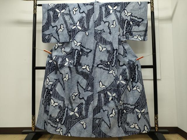 平和屋着物∴夏物　浴衣　有松鳴海絞り　舞蝶文　綿　逸品　CAAW5056dy