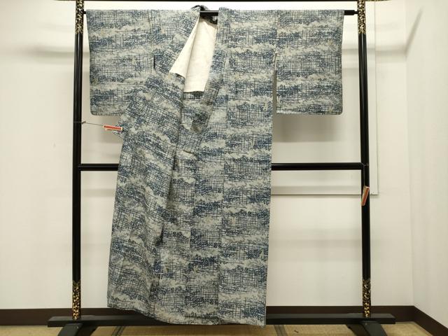 平和屋着物∴夏物　綿紅梅　浴衣　藍　型染め　蜻蛉　草木文　綿　逸品　CAAW5062dy 平和屋着物∴夏物 綿紅梅 浴衣 藍 型染め 蜻蛉 草木文 綿 逸品