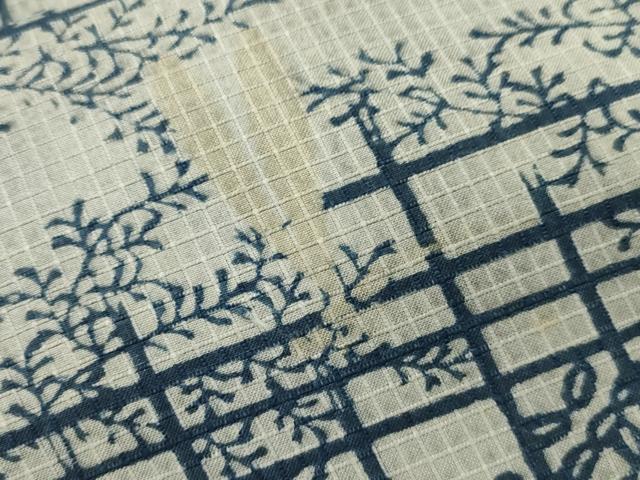 平和屋着物∴夏物　綿紅梅　浴衣　藍　型染め　蜻蛉　草木文　綿　逸品　CAAW5062dy_4