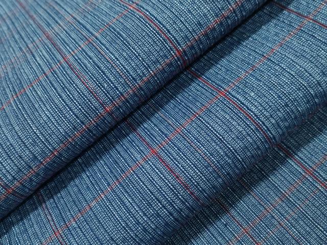 平和屋着物∴夏物　阿波しじら織　浴衣　格子柄　綿　逸品　未使用　CAAW5065dy