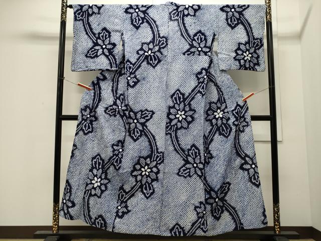 平和屋着物∴夏物　浴衣　有松鳴海絞り　草花文　綿　逸品　CAAW5071dy