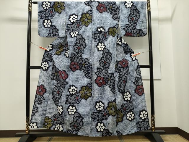 平和屋着物∴夏物　浴衣　有松鳴海絞り　花繋ぎ文　綿　逸品　CAAW5096dy