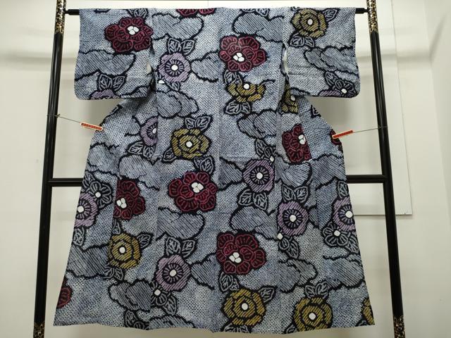 平和屋着物∴夏物　浴衣　有松鳴海絞り　雲取り草花文　綿　逸品　CAAW5106dy