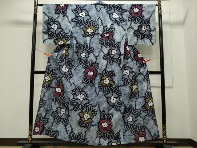 平和屋着物∴夏物　浴衣　有松鳴海絞り　草花文　綿　逸品　未使用　CAAW5107dy