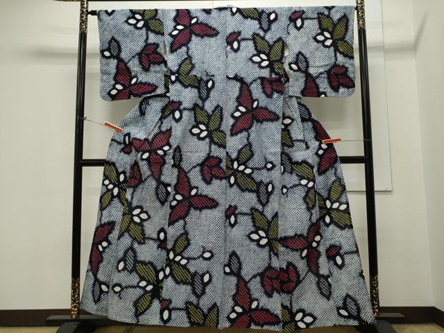 平和屋着物∴夏物　浴衣　有松鳴海絞り　草木文　綿　逸品　CAAW5108dy