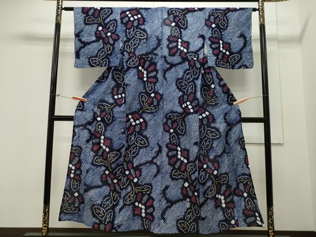 平和屋着物∴夏物　浴衣　有松鳴海絞り　草花文　三越扱い　綿　逸品　CAAW5112dy