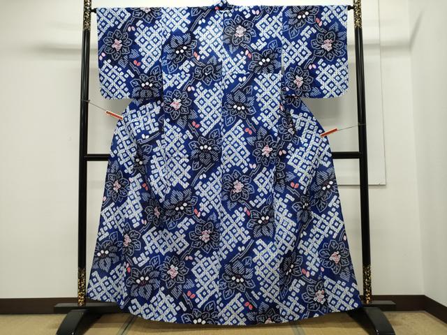 平和屋着物∴夏物　浴衣　有松鳴海絞り　菱花文　綿　逸品　未使用　CAAW5116dy