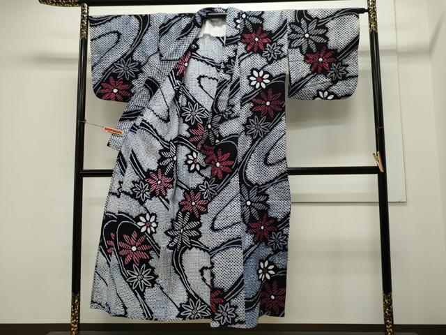 平和屋着物∴夏物　浴衣　有松鳴海絞り　流水舞花文　綿　逸品　CAAW5130dy_1