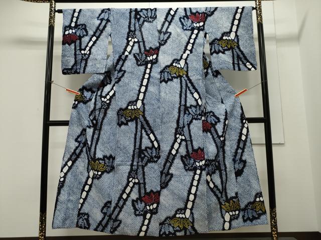 平和屋着物∴夏物　浴衣　有松鳴海絞り　笹竹文　綿　逸品　未使用　CAAW5132dy