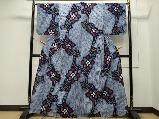 平和屋着物∴夏物　浴衣　有松鳴海絞り　草花文　綿　逸品　未使用　CAAW5136dy