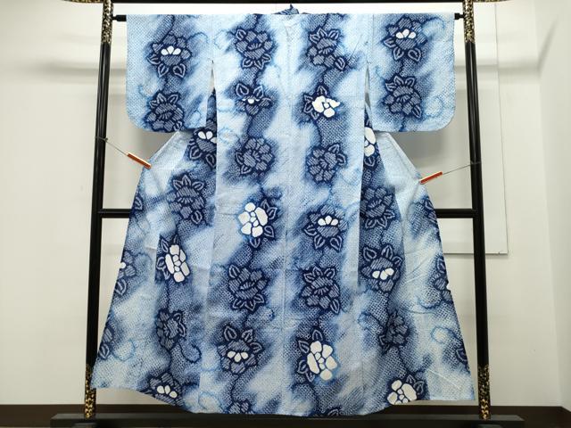 平和屋着物∴夏物　浴衣　有松鳴海絞り　草花文　綿　逸品　CAAW5139dy