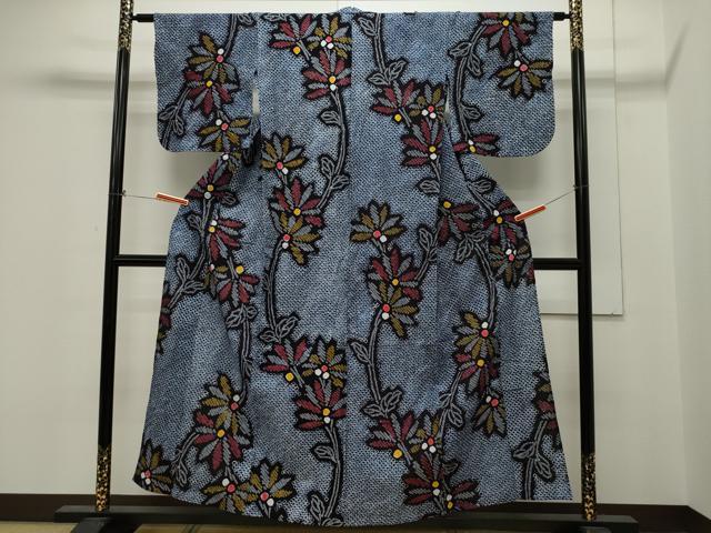 平和屋着物∴夏物　浴衣　有松鳴海絞り　草花文　綿　逸品　CAAW5143dy