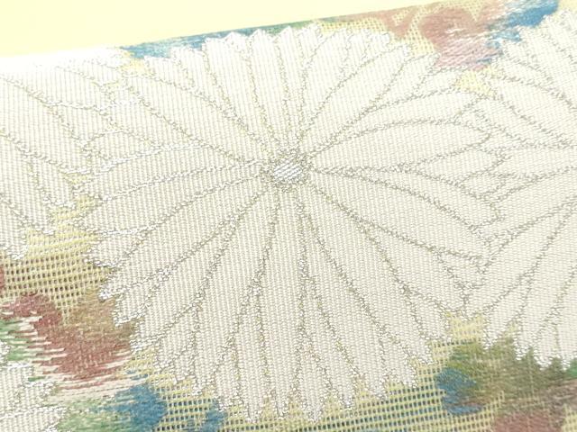 平和屋着物＊夏物 九寸名古屋帯 菊 金銀糸 正絹 逸品 CAAW5242fb