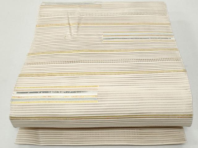 平和屋着物＊夏物　八寸名古屋帯　絽綴れ　横段文　金銀糸　正絹　逸品　CAAW5483fb