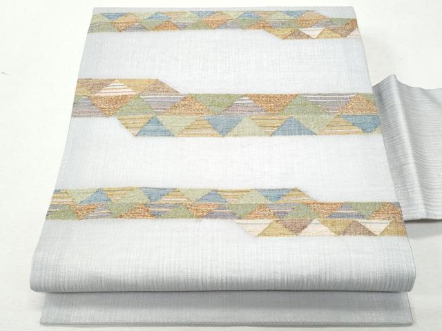 平和屋着物＊夏物　九寸名古屋帯　幾何学文　金銀糸　正絹　逸品　CAAW5493fb